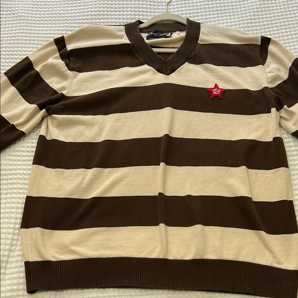 Brown and Cream Striped Sweater